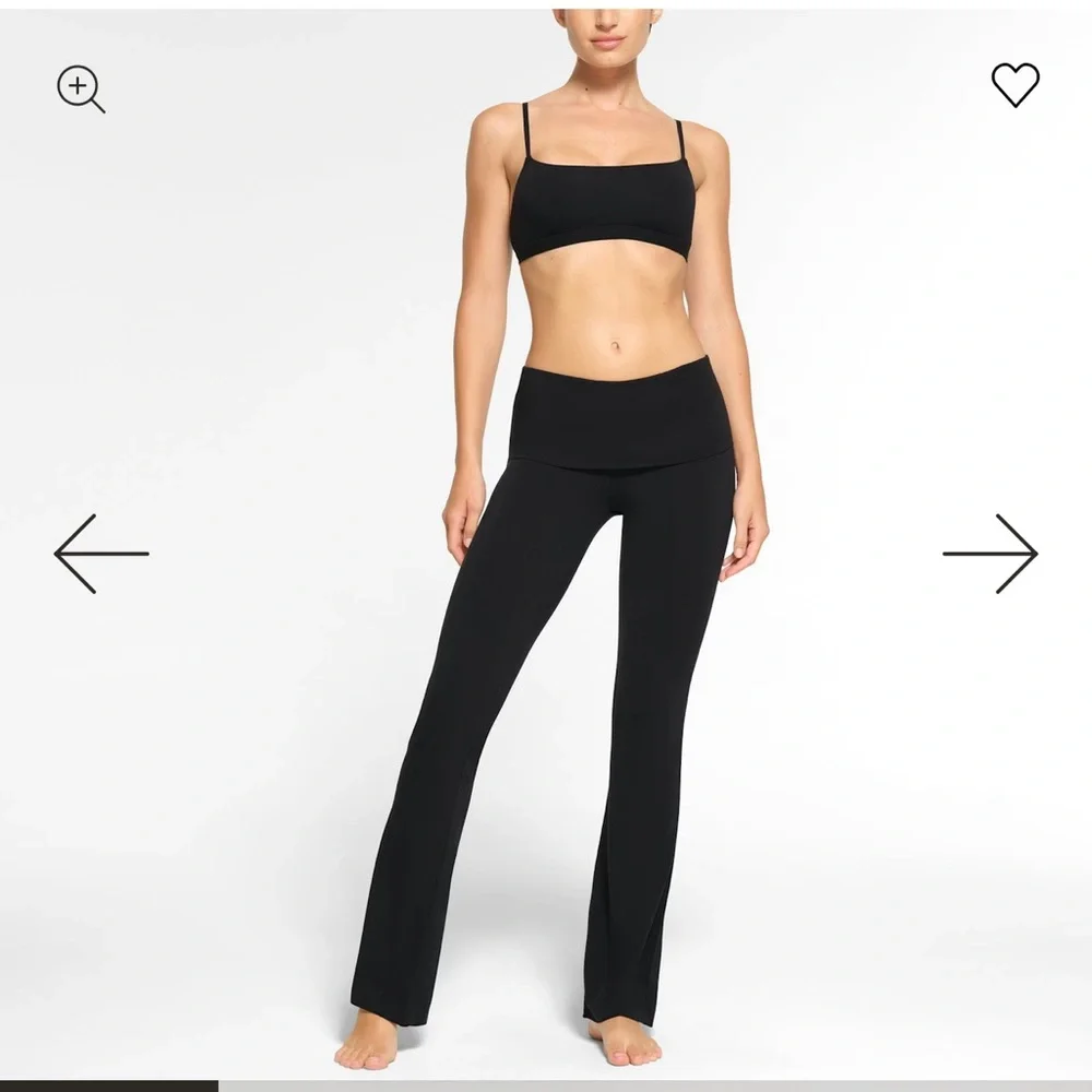 SKIMS Black Authentic Product Black Fold Over Pant Cotton Jersey Size Large NWT - Picture 2 of 10